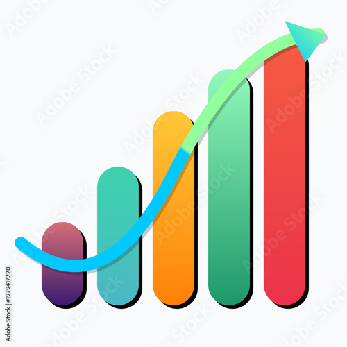 Colorful bar graph illustration representing financial success and business growth