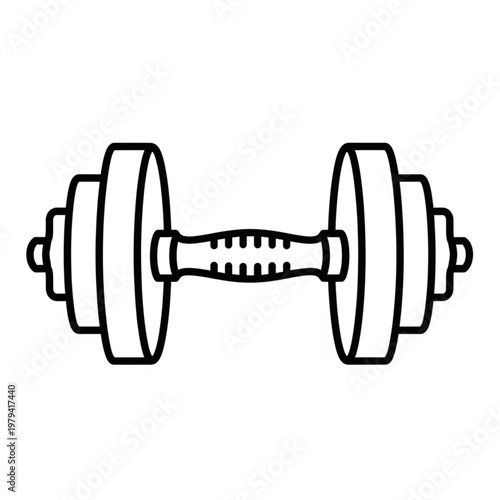 Simple Black and White Dumbbell Illustration.