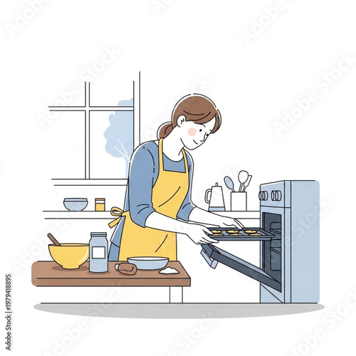 Woman Baking in the Kitchen.