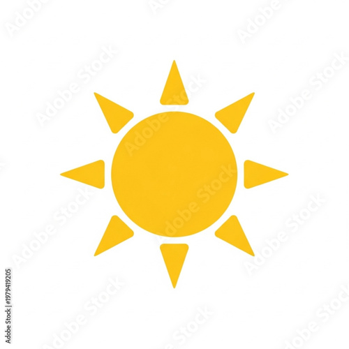 Yellow Sun Icon with Bright Rays.