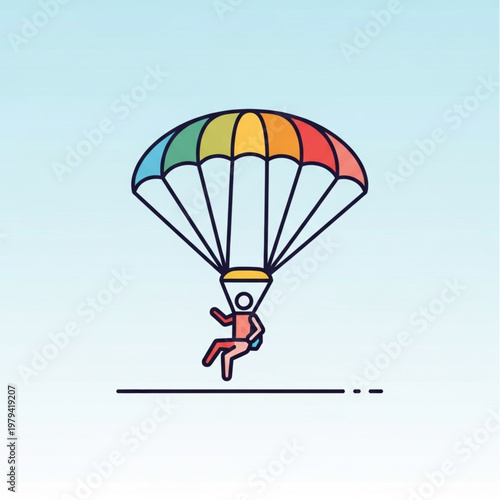 Person Paragliding with Colorful Parachute Illustration.