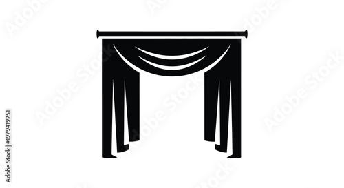 Black drapery hangs as a stark graphic representation a bold silhouette