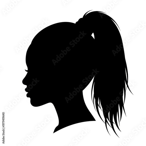 Silhouette of a young girl profile.
