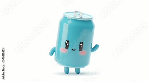 Ultra Cute 3D Soda Can Mascot for Beverage Branding, Drink Packaging, and Marketing Design
