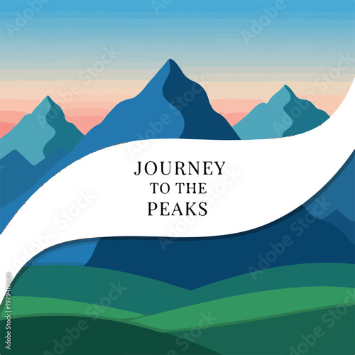 Mountain Peaks at Sunset Hour.