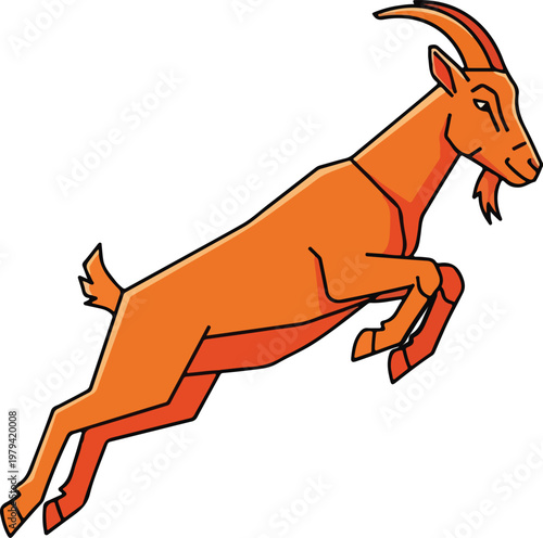 Cartoon goat jumping in air.