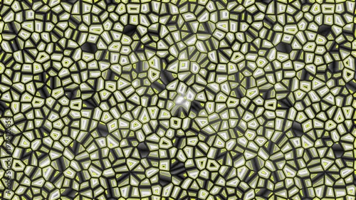 Abstract Geometric Mosaic Pattern with Glowing Yellow Edges