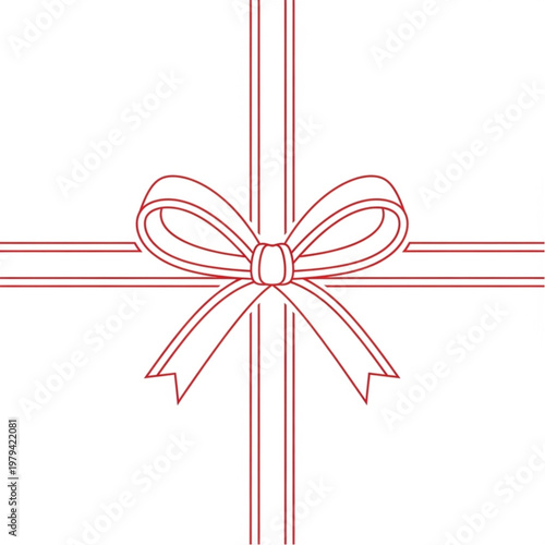 Red Bow on Gift Box Illustration.
