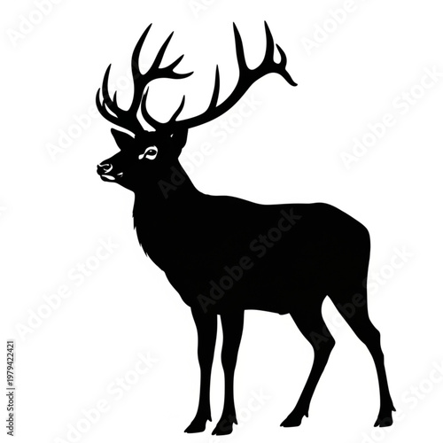 Silhouette of a Deer with Antlers.