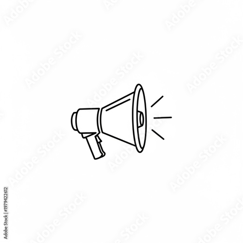 Simple Black and White Megaphone Illustration.