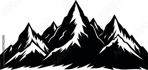 mountain silhouette vector, mountain landscape black symbol, mountain icon