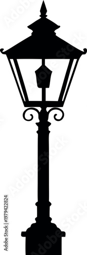 street lamp silhouette vector, vintage street lamp post black symbol, street lamp icon