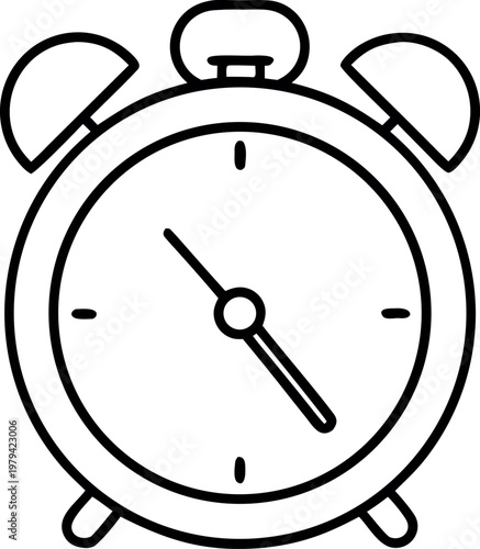 alarm clock line art vector, alarm clock black symbol, alarm clock outline