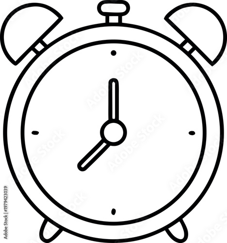 alarm clock line art vector, alarm clock black symbol, alarm clock outline