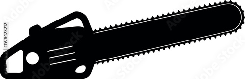 Chainsaw silhouette vector, Chainsaw black symbol, Chainsaw icon