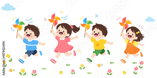 Colorful children's day illustration with toys and balloons