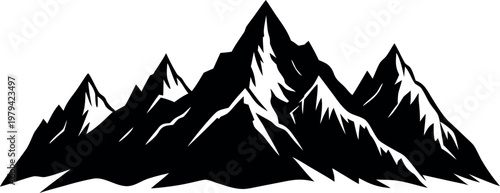 mountain silhouette vector, mountain landscape black symbol, mountain icon