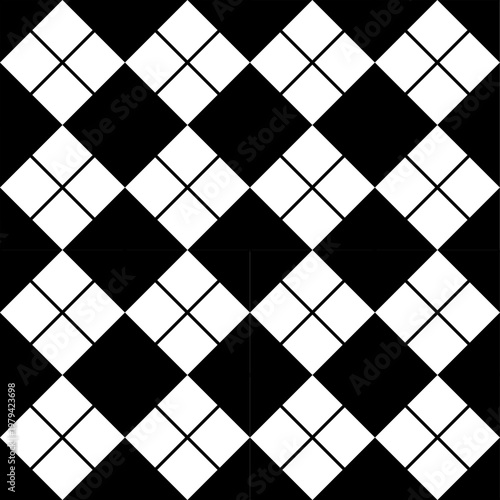 Black and White Checkered Seamless Pattern