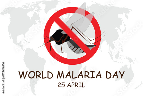 World Malaria Day awareness, mosquito prevention, global health campaign illustration