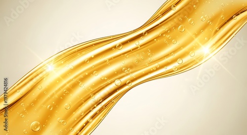 Golden Liquid Flow on White Background.
