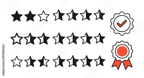 Foto Black stars and award icons.