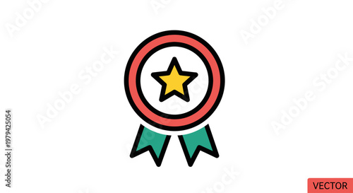 Ribbon Badge Star Award Symbol.
