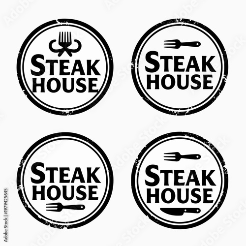 Foto Minimalist steak house logos highlighting clean shapes, simple icons, and brandi