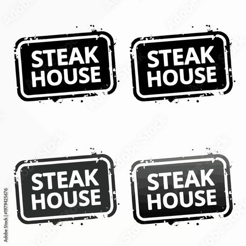 Creative restaurant logo inspirations combining steak imagery, utensils, badges, and rustic textures