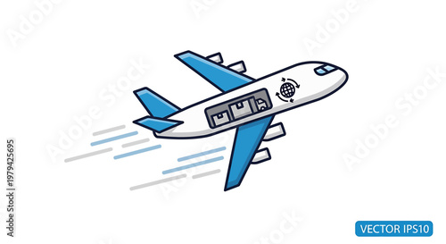 Airplane flying through the sky fast.