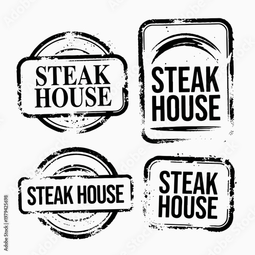 Classic steakhouse logo designs showcasing vintage style, bold typography, and meat icons