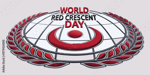 World Red Crescent Day emblem featuring a globe and red crescent moon