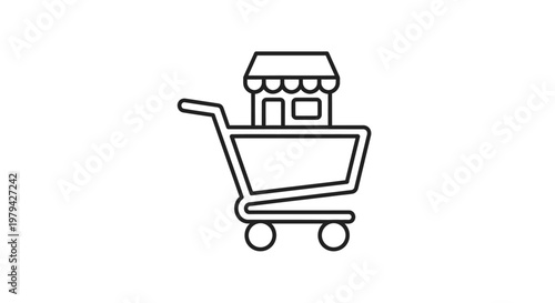 Shopping cart with store icon.