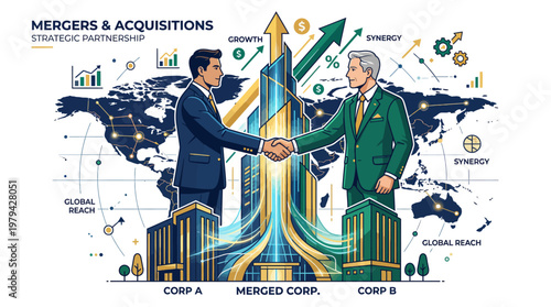 Mergers and Acquisitions Strategic Partnership Concept Vector