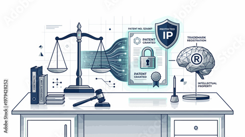 Intellectual Property and Patent Law Concept Vector