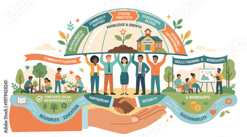 Corporate Social Responsibility and ESG Infographic Vector