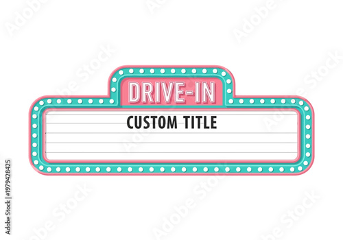 Retro Drive-In Movie Theater Marquee Sign with customizable text options for a nostalgic cinematic experience