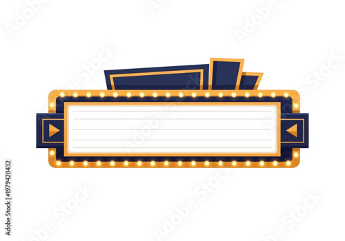 Retro Marquee Sign with Empty Blank Space for Text and Illumination