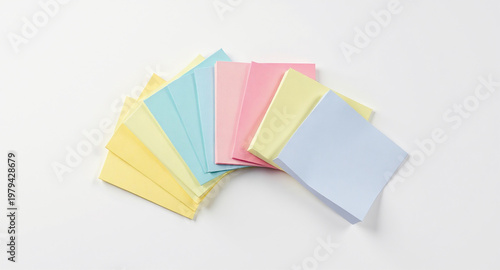 Colorful Pastel Sticky Notes Stack Isolated on White Background