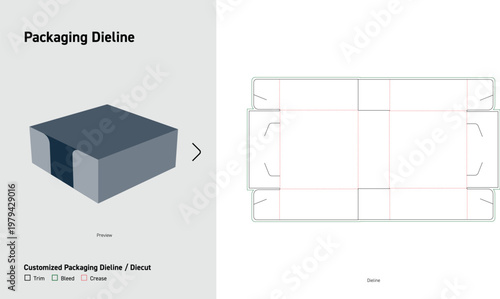 Roll End Tuck Box Packaging Dieline Side Lock Carton Die Cut Template