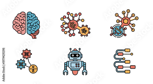 Robot and brain with gears science.