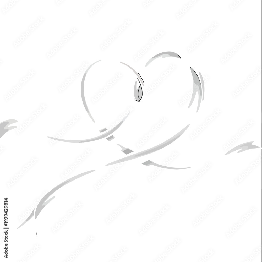 Fototapeta premium Gray swirling abstract brush strokes.