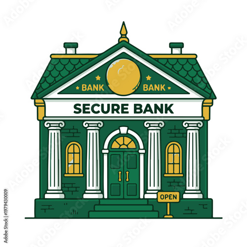 Green Secure Bank Building Architecture.