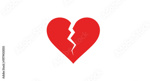 Broken heart symbol with crack.