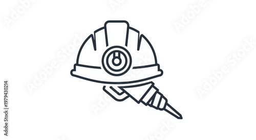 Construction worker safety hard hat icon.