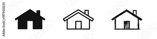 Foto Simple House Icons Set, Home and Building Symbols, Silhouette, Outline, and Hand