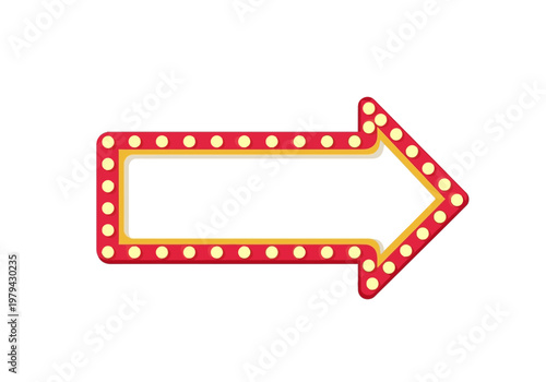 Retro illuminated arrow sign with vacant space for custom text, perfect for signage and advertising