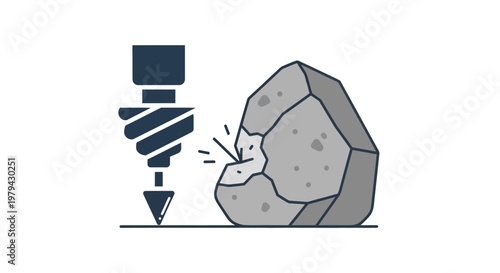 Drill Bit Piercing Through Rock Surface.