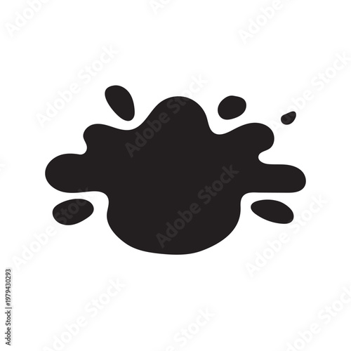 Oil shortage black scattered amorphous droplets, fluid spill pattern on white background.