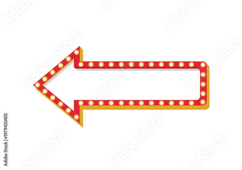 Retro Marquee Arrow Sign with Lights Pointing Left for Directional Guidance