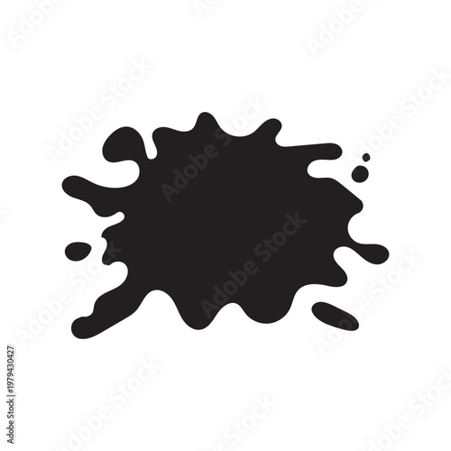 Oil shortage black scattered amorphous droplets, fluid spill pattern on white background.